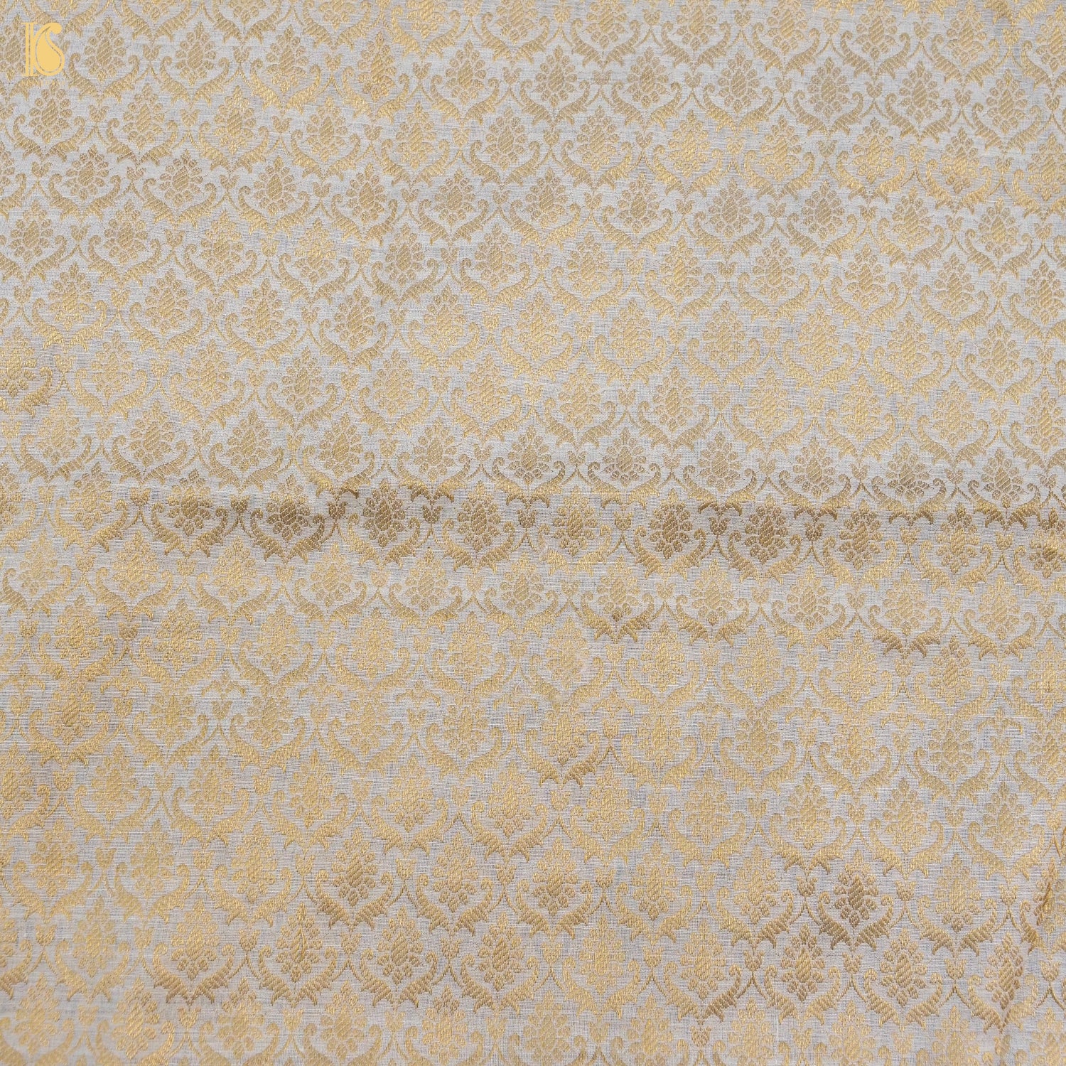 Beige Pure Moonga Silk Handloom Banarasi Dyeable Fabric - Khinkhwab
