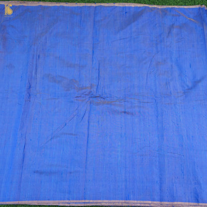 Blue Pure Raw Silk by Tissue Plain Fabric - Khinkhwab
