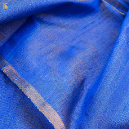 Blue Pure Raw Silk by Tissue Plain Fabric - Khinkhwab