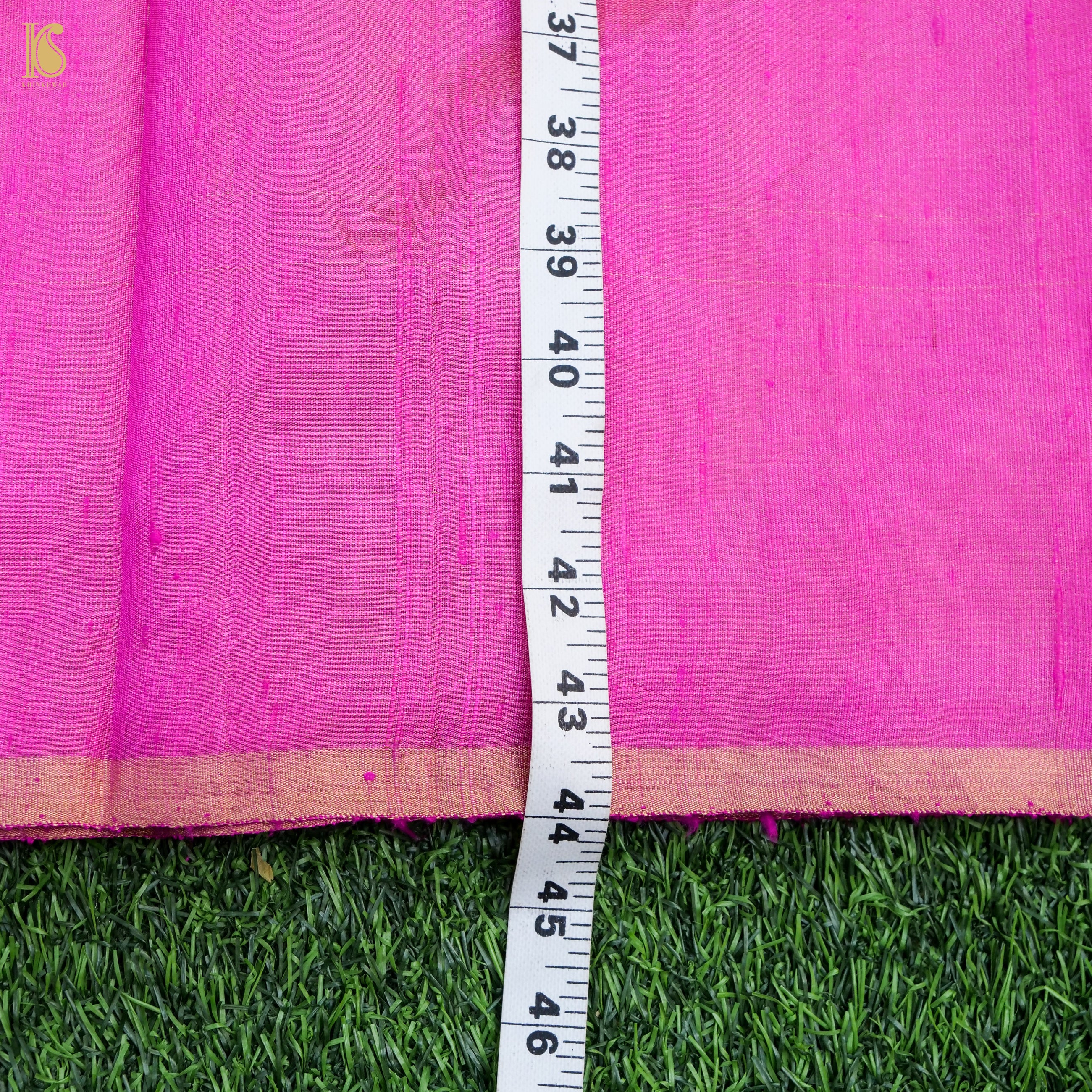 Pink Pure Raw Silk by Tissue Plain Fabric - Khinkhwab