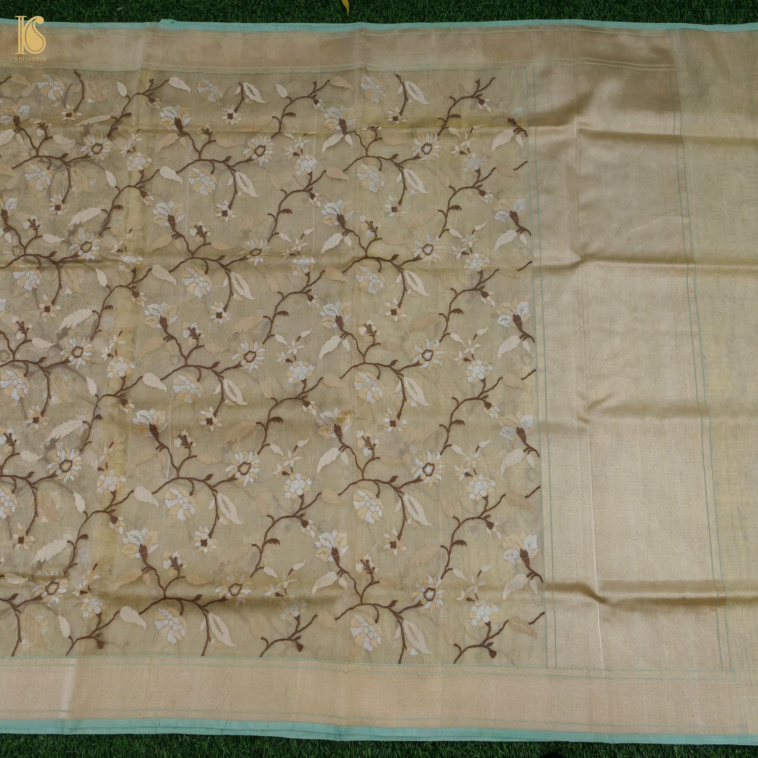 Pure Tissue Silk Real Silver Zari Handloom Banarasi Saree - Khinkhwab