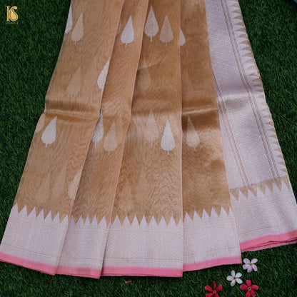 Rekha - Pure Tissue Silk Handwoven Banarasi Orange Kadwa Saree - Khinkhwab