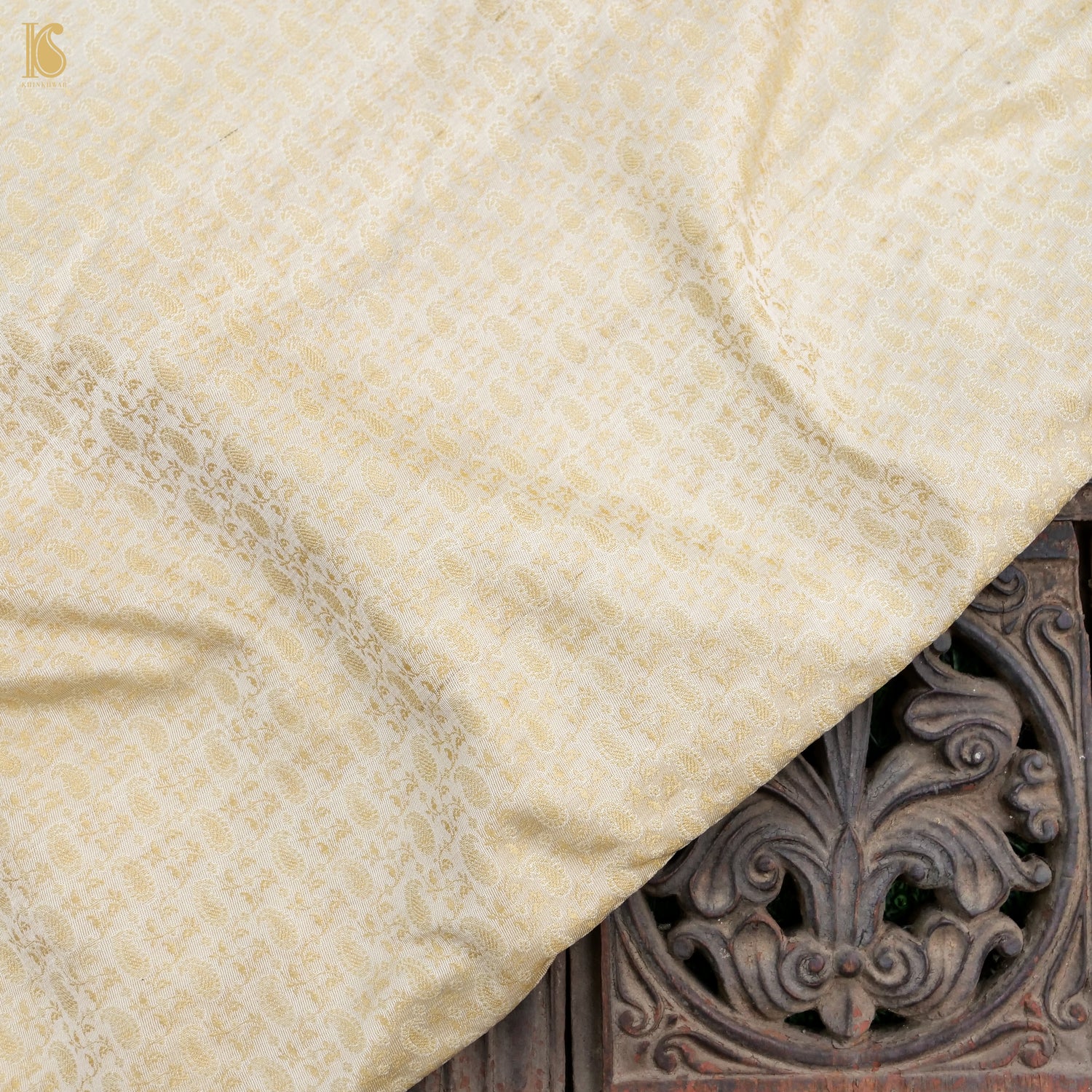 Beige Pure Banarasi Silk Handwoven Tanchui Kurta Fabric - Khinkhwab