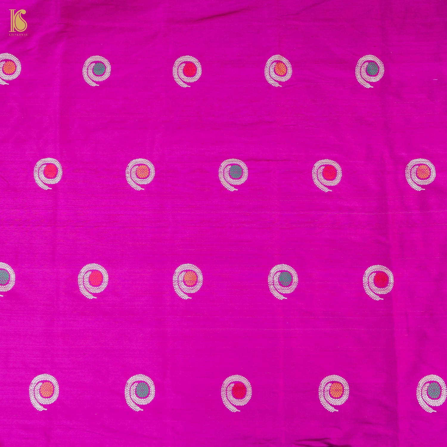 Hollywood Cerise Pink Pure Raw Silk Banarasi Fabric - Khinkhwab