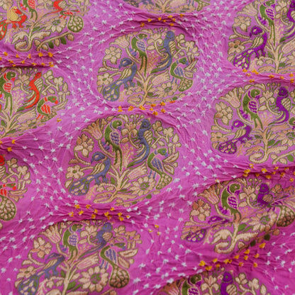 Mulberry Pink Georgette Handloom Banarasi Bandhani Patola Dupatta - Khinkhwab