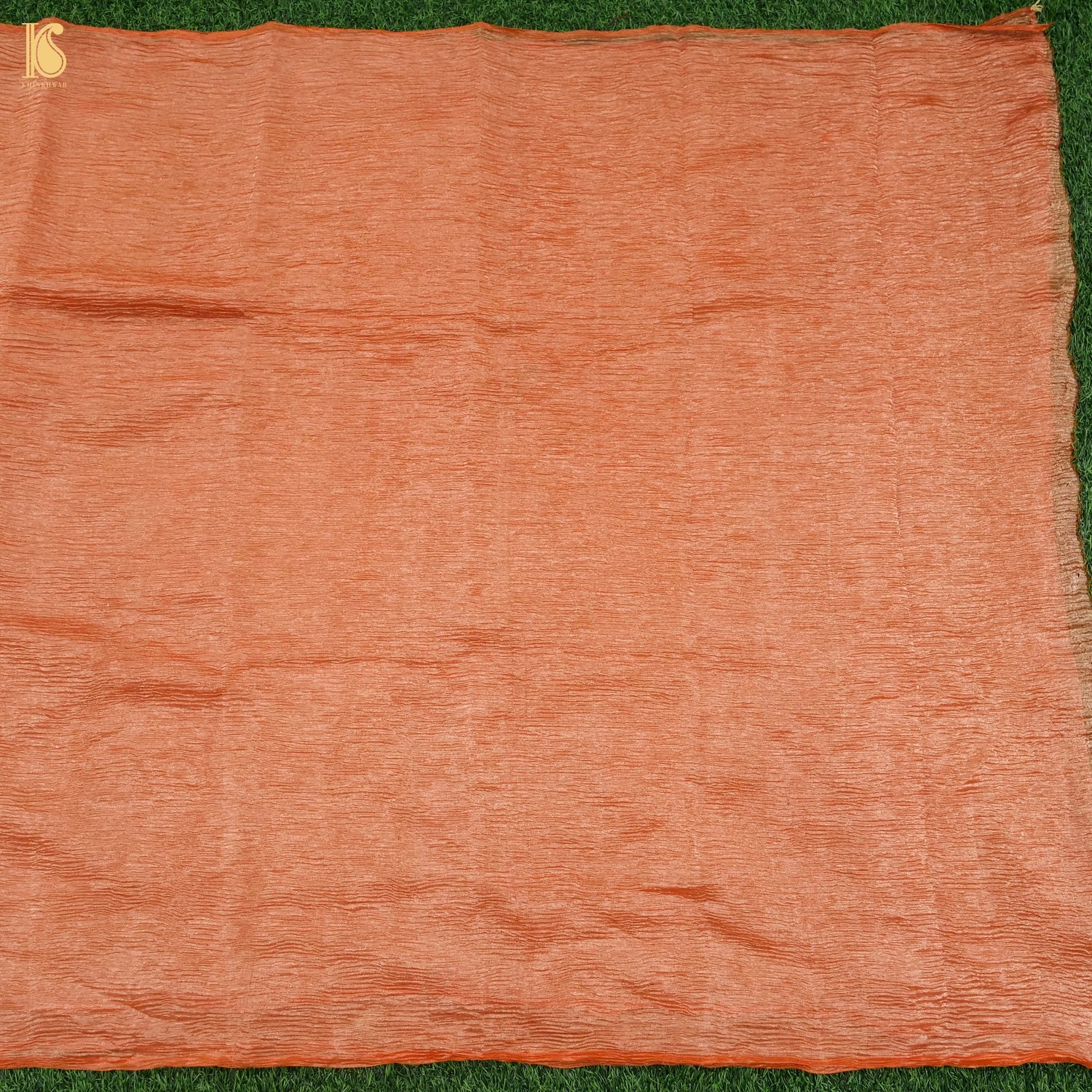 Trinidad Orange Wrinkle Pure Tissue Silk Saree - Khinkhwab