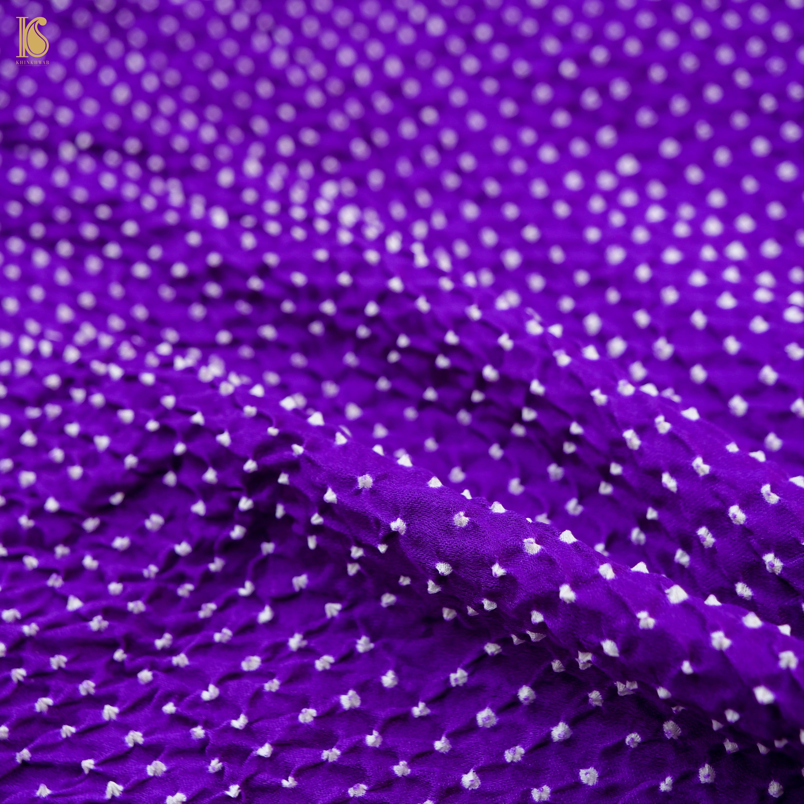 Purple Heart Pure Gajji Handloom Bandhani Fabric