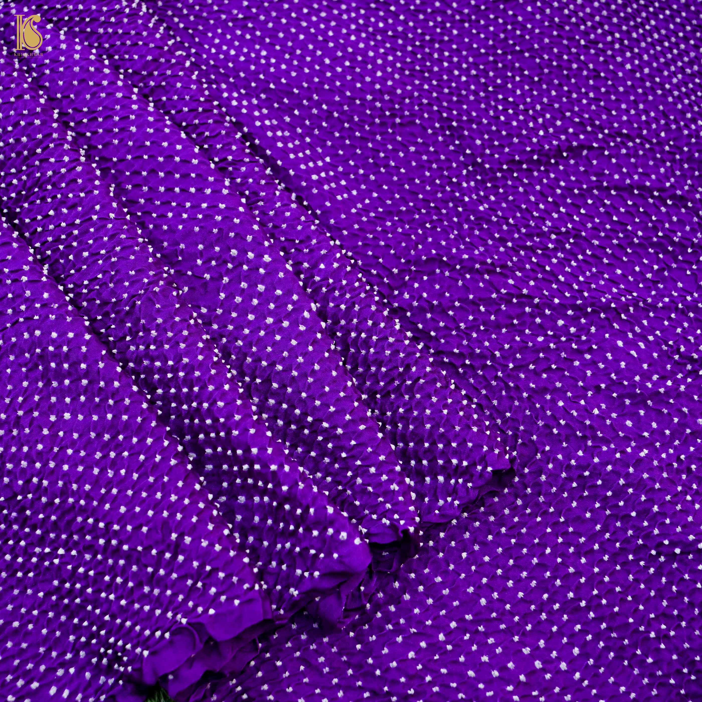 Purple Heart Pure Gajji Handloom Bandhani Fabric - Khinkhwab