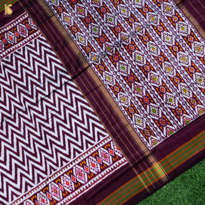 Purple Pure Silk Handloom Single Ikkat Chevron Saree - Khinkhwab
