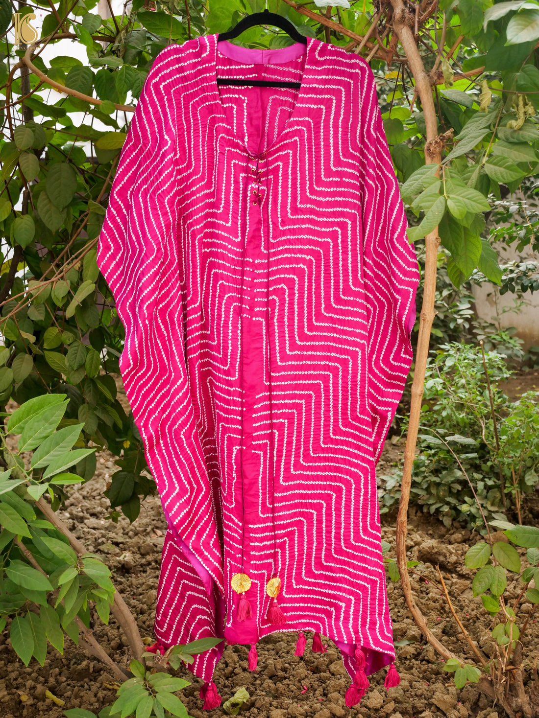 Jazzberry Jam Pure Gajji Silk Bandhani Stitched Kaftan - Khinkhwab