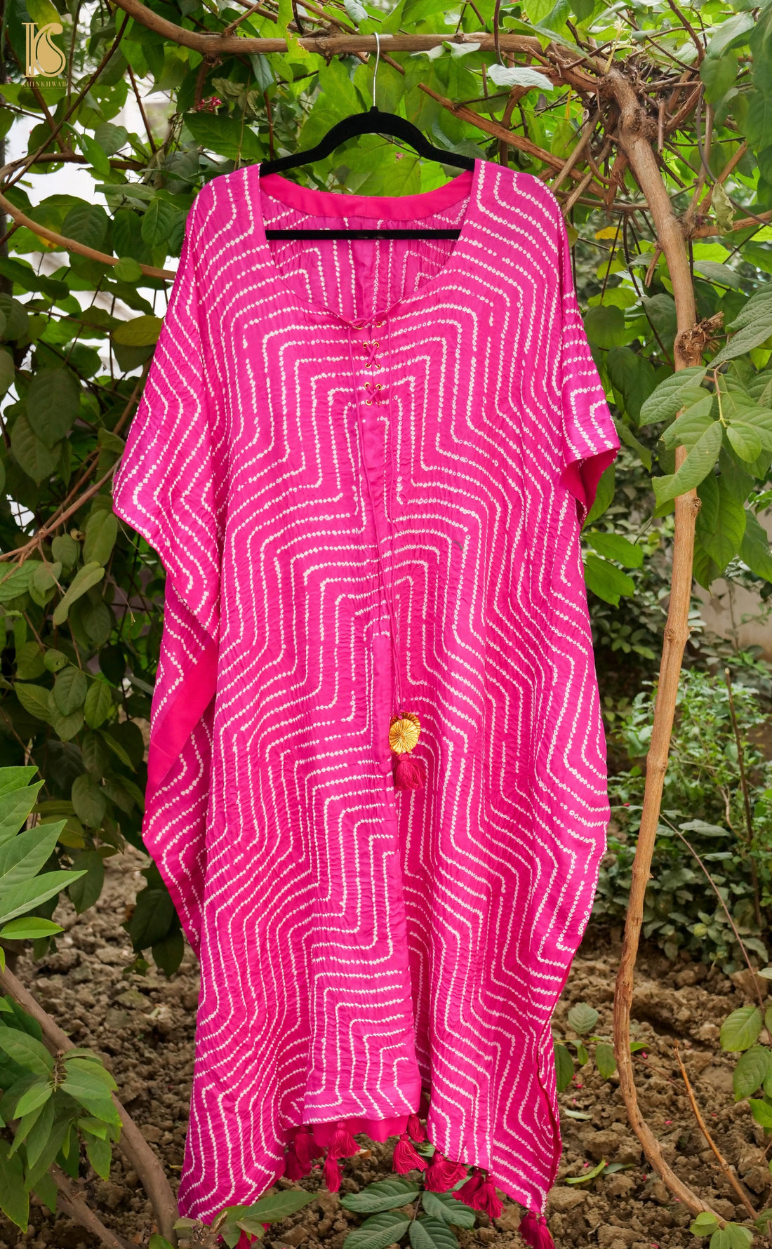 Violet Pure Gajji Silk Bandhani Stitched Kaftan - Khinkhwab