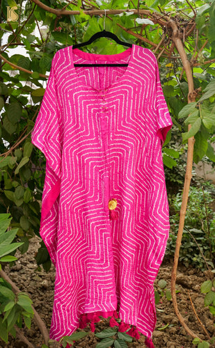 Violet Pure Gajji Silk Bandhani Stitched Kaftan - Khinkhwab