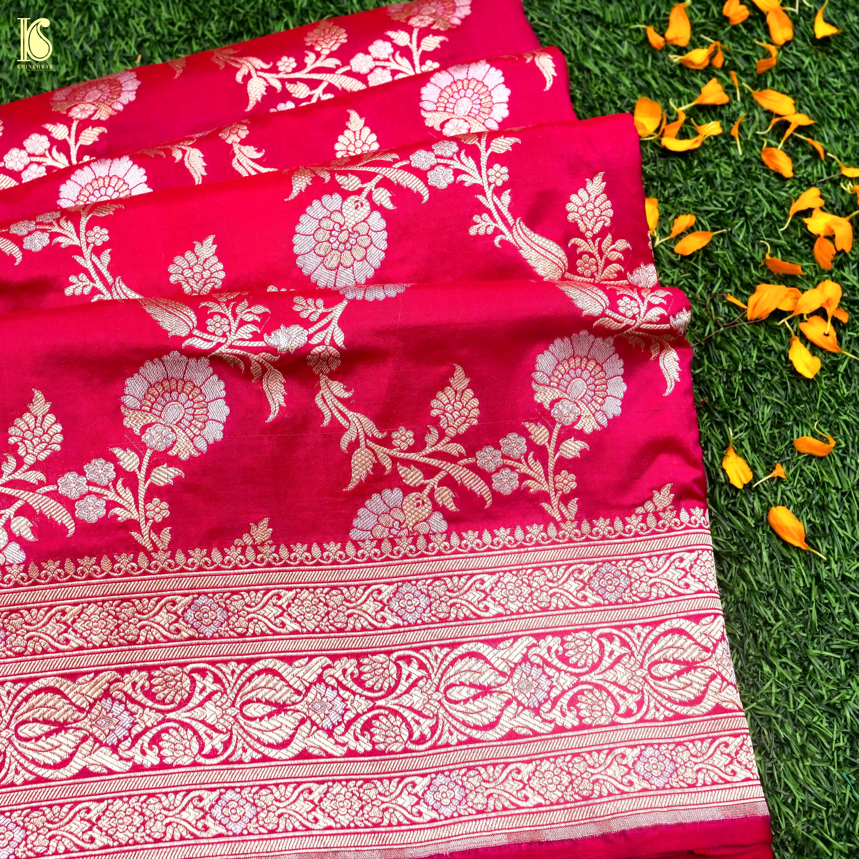 PS1B1NA523080401 Multicolor Handloom Banarasi Katan Silk Rangkat Saree -  Luxurionworld – Luxurion World