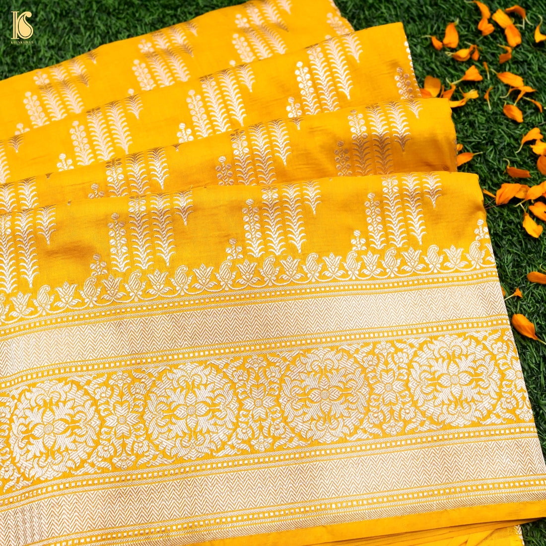Yellow Handloom Banarasi Pure Katan Silk Saree - Khinkhwab