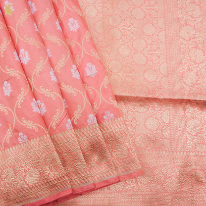 Wewak Pink Handloom Banarasi Pure Katan Silk Jaal Saree - Khinkhwab
