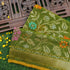 Green Leaf Handwoven Pure Cotton Real Silver Zari Banarasi Saree - Khinkhwab