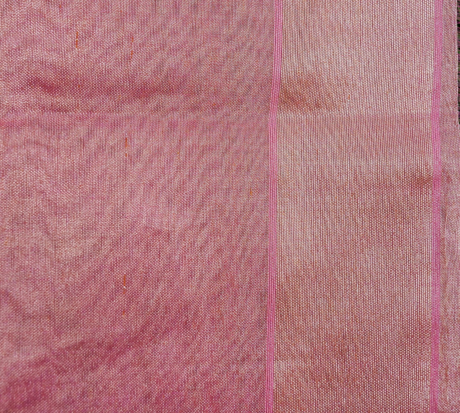 Charm Pink Pure Tissue Silk Real Silver Zari Handloom Banarasi Saree - Khinkhwab