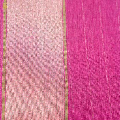 Mulberry Pink Handwoven Pure Cotton Real Silver Zari Banarasi Saree - Khinkhwab