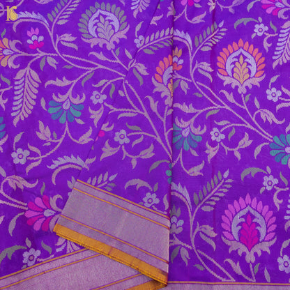 Purple Handwoven Pure Silk Real Zari Banarasi Meenakari Jamdani Saree - Khinkhwab