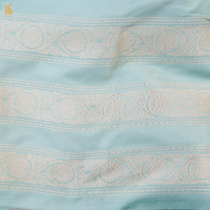 Regent St Blue Pure Katan Silk Handloom Banarasi Kalidar Lehenga - Khinkhwab