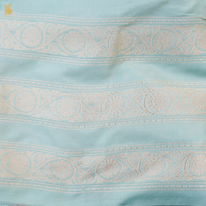Regent St Blue Pure Katan Silk Handloom Banarasi Kalidar Lehenga - Khinkhwab