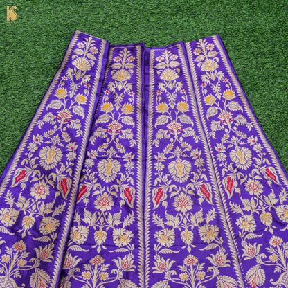 Purple Pure Katan Silk Handloom Banarasi Kalidar Lehenga - Khinkhwab