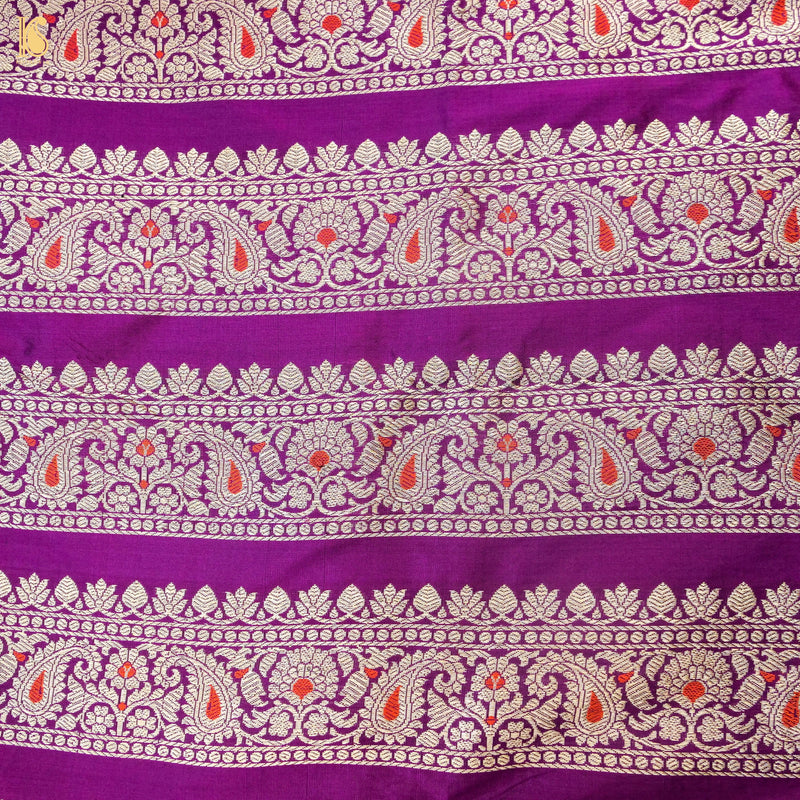 Palatinate Purple Pure Katan Silk Handloom Banarasi Kalidar Lehenga - Khinkhwab