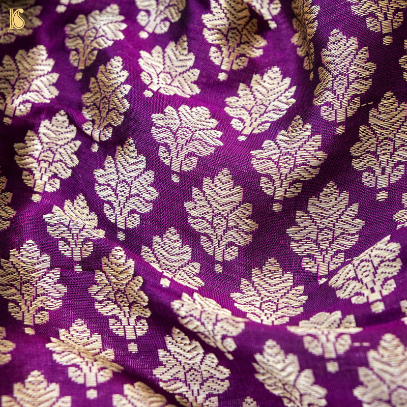 Palatinate Purple Pure Katan Silk Handloom Banarasi Kalidar Lehenga - Khinkhwab