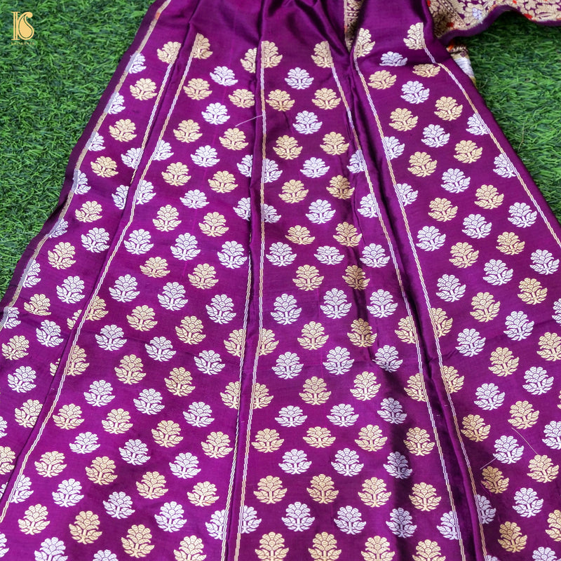 Palatinate Purple Pure Katan Silk Handloom Banarasi Kalidar Lehenga - Khinkhwab