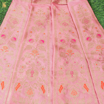 Beauty Bush Pink Pure Katan Silk Handloom Banarasi Kalidar Lehenga - Khinkhwab