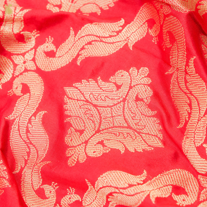 Red Pure Katan Silk Handloom Banarasi Kalidar Shikargah Lehenga - Khinkhwab