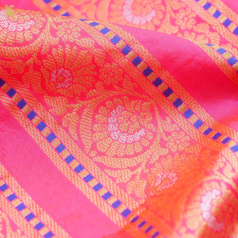 Rose Pink Pure Katan Silk Handloom Banarasi Kalidar Shikargah Lehenga - Khinkhwab