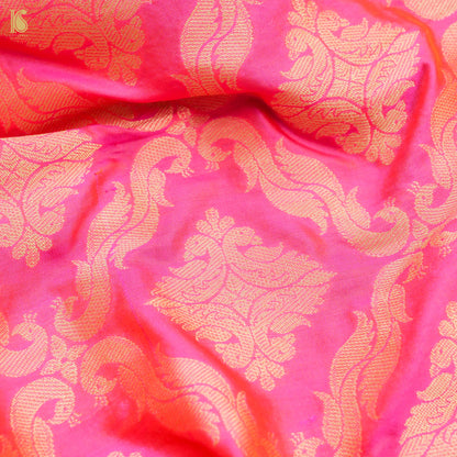 Rose Pink Pure Katan Silk Handloom Banarasi Kalidar Shikargah Lehenga - Khinkhwab