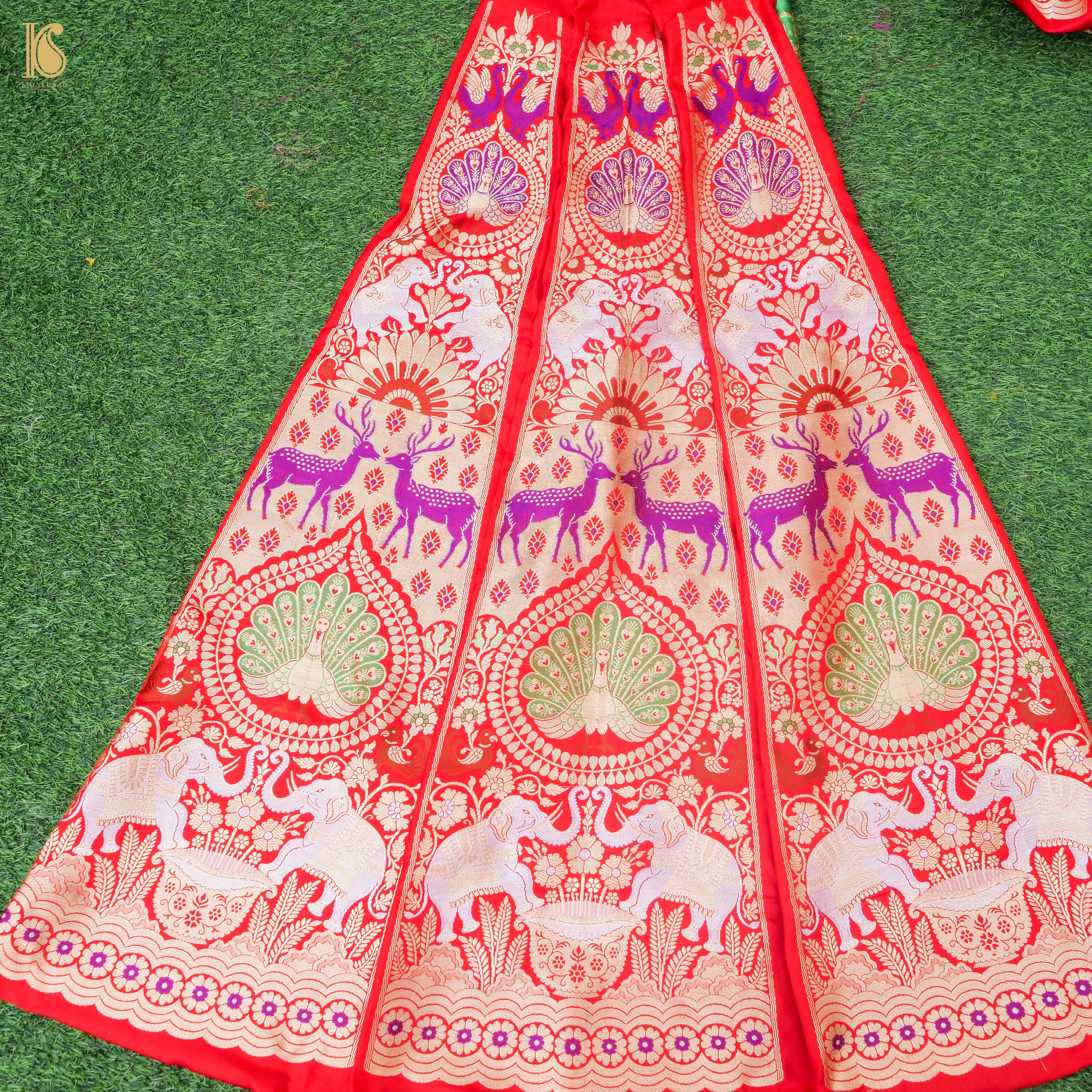 Buy Zari Maroon Banarasi Silk A Line Lehenga Choli Online