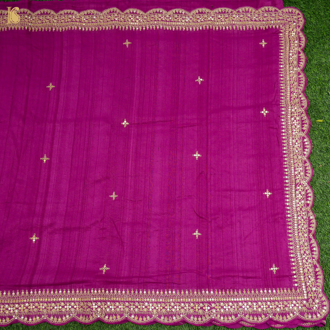 Jazzberry Jam Handloom Pure Tussar Silk Hand Embroidery Saree - Khinkhwab