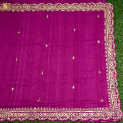 Jazzberry Jam Handloom Pure Tussar Silk Hand Embroidery Saree - Khinkhwab