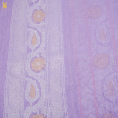 East Side Purple Pure Cotton Handloom Banarasi Jamdani Ektara Saree - Khinkhwab