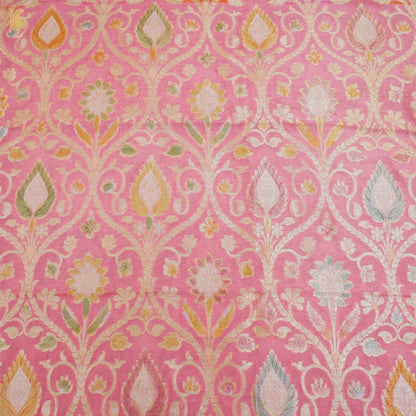 Kobi Pink Pure Georgette Banarasi Fabric with Hand Brush - Khinkhwab