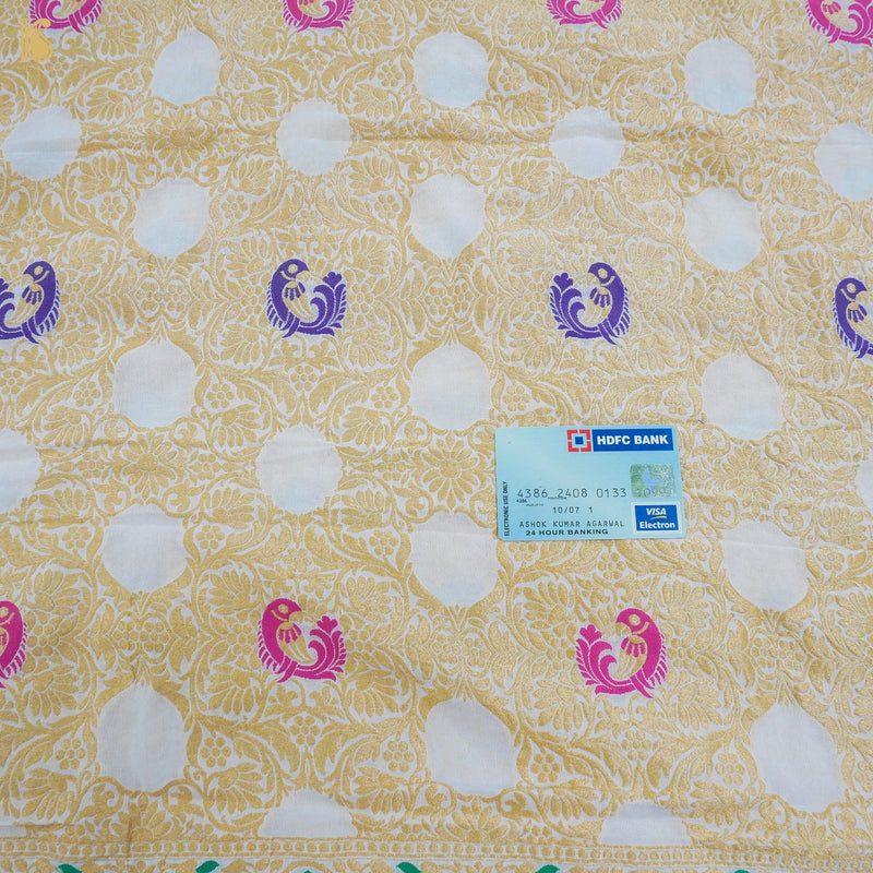 Handloom White Pure Georgette Banarasi Fabric - Khinkhwab