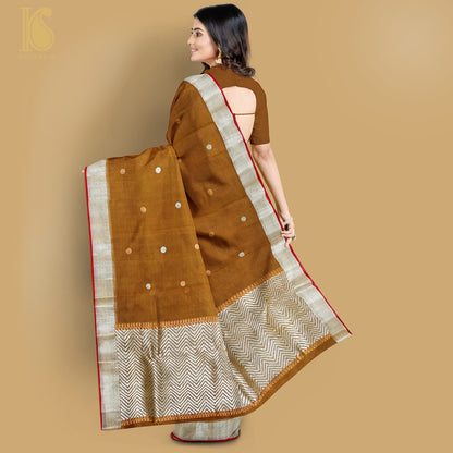 Handwoven Brown Real Zari Kota Silk Saree - Khinkhwab