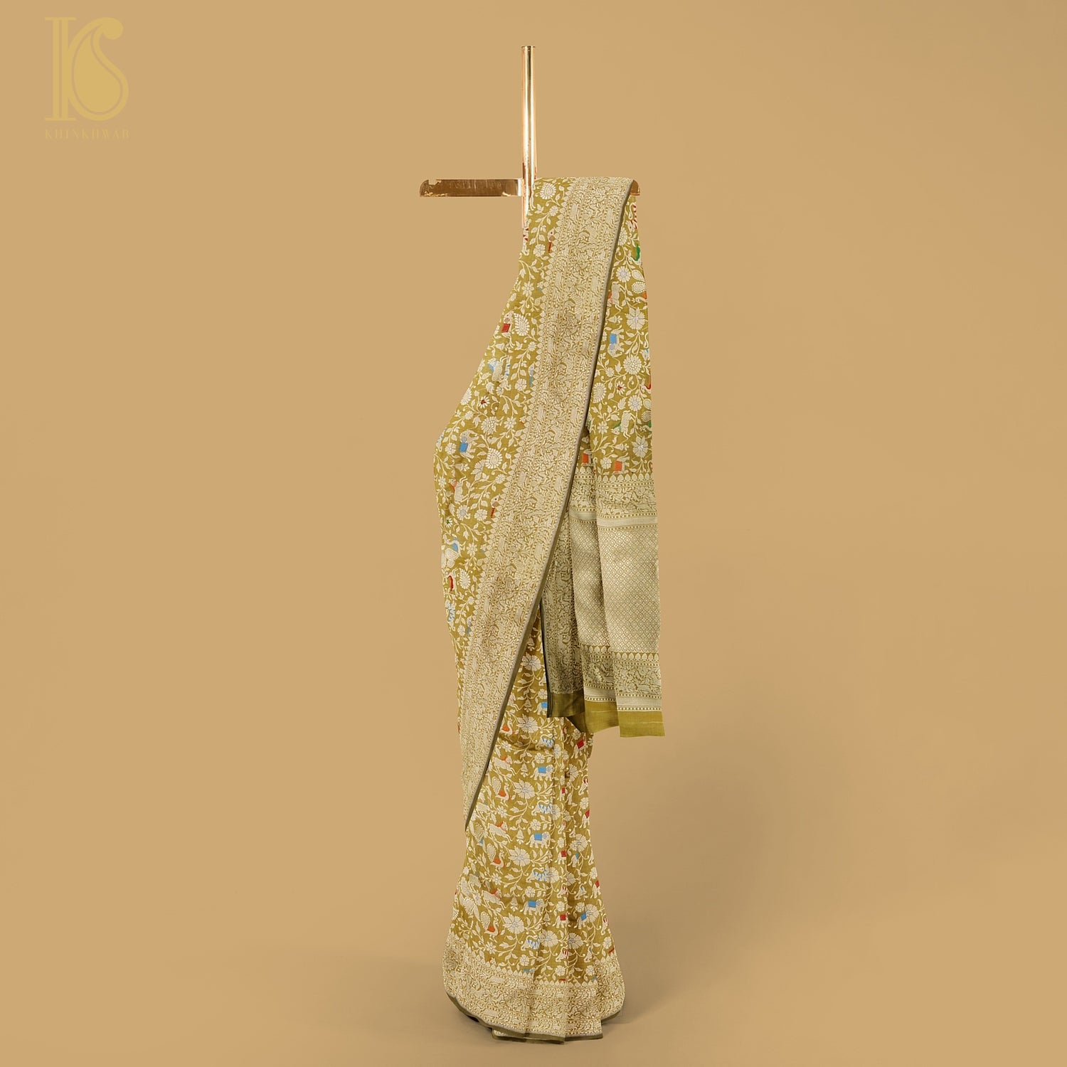 Reef Gold Pure Katan Silk Handwoven Banarasi Shikargah Saree - Preorder - Khinkhwab