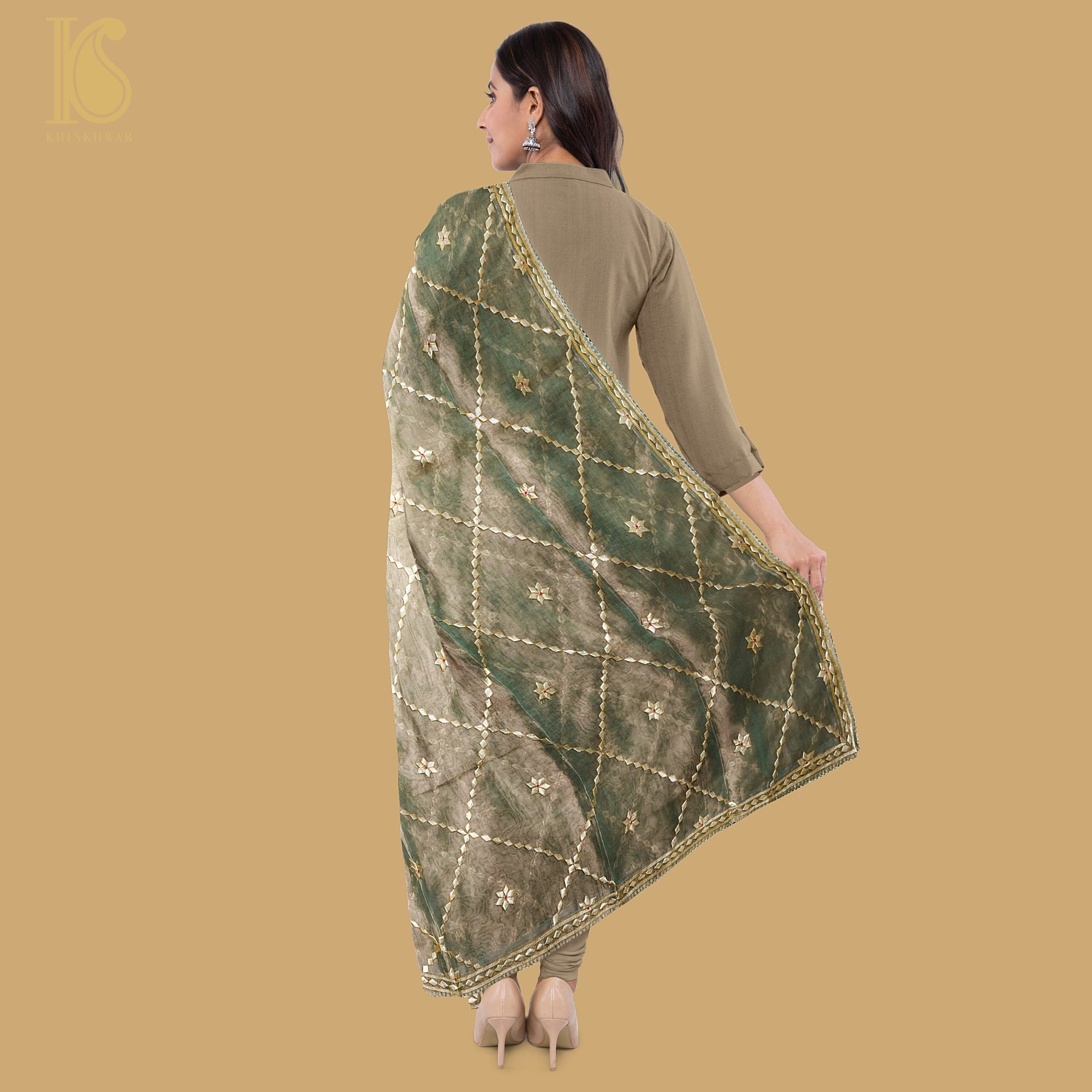 Pure Tissue Silk Gotta Patti Jaal Dupatta - Khinkhwab