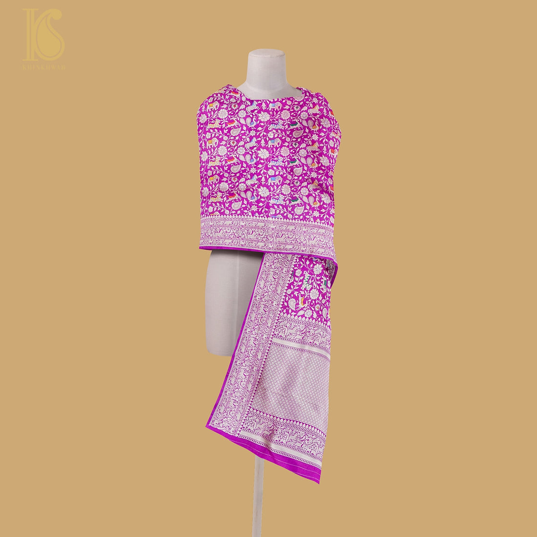 Pure Katan Silk Handwoven Banarasi Shikargah Dupatta - Preorder - Khinkhwab