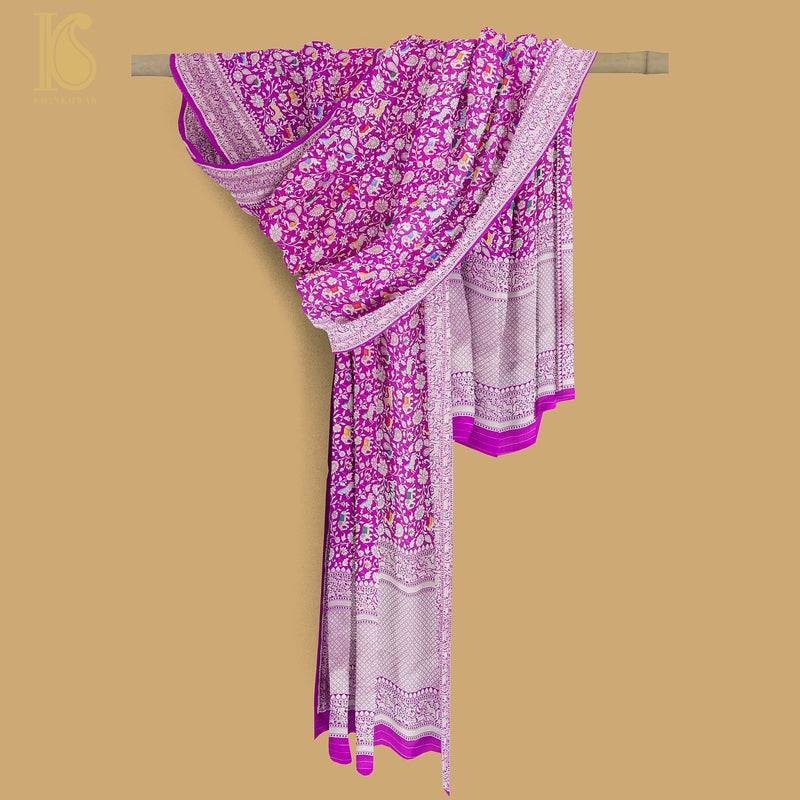 Pure Katan Silk Handwoven Banarasi Shikargah Dupatta - Preorder - Khinkhwab