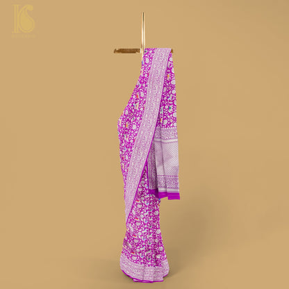 Purple Handloom Katan Silk Banarasi Shikargah Saree - Khinkhwab