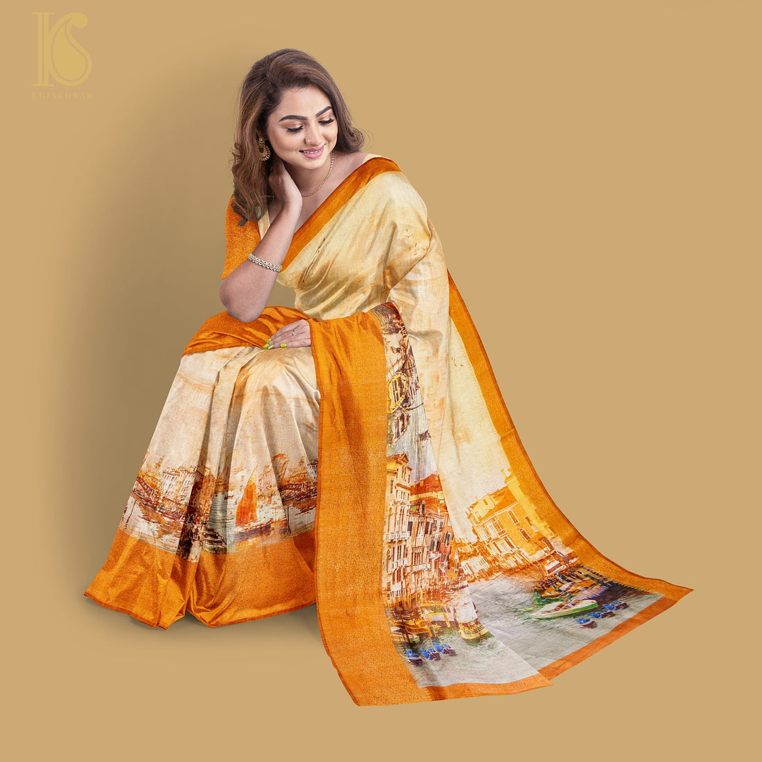 Pure Cotton Floral Digital Print Saree - Khinkhwab