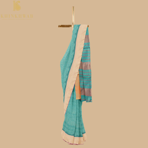 Blue Handwoven Pure Cotton Silk Maheshwari Saree - Khinkhwab