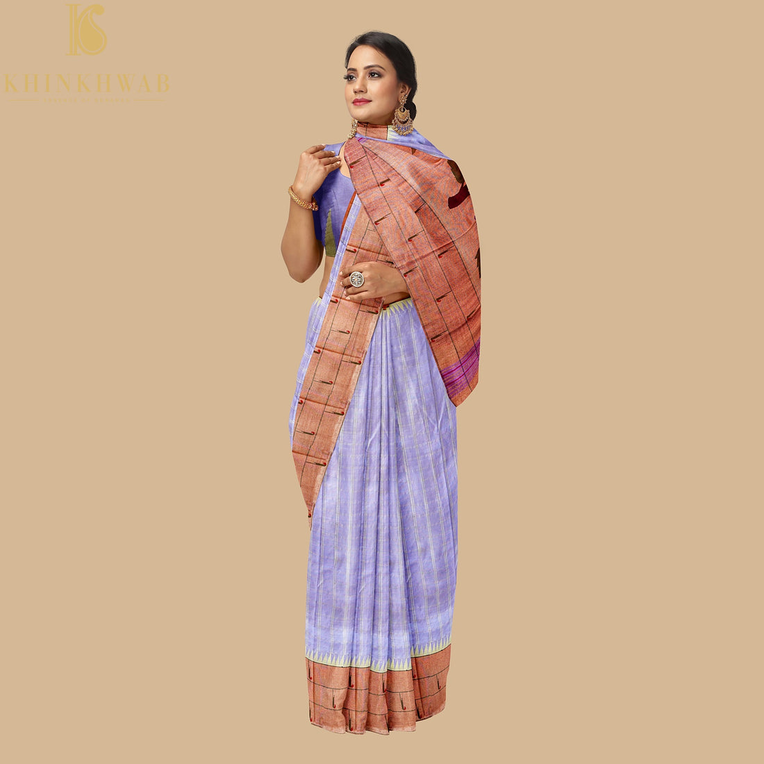 Melrose Purple Pure Silk Handwoven Paithani Saree with Triple Muniya Border - Khinkhwab