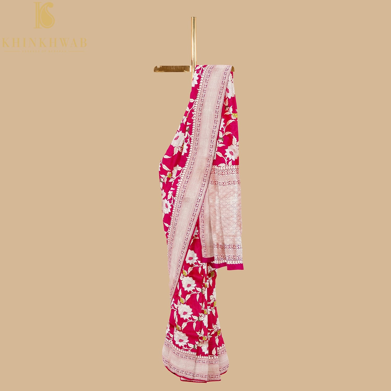 Jazzberry Jam Katan Silk Handloom Banarasi Kadwa Jangla Saree - Khinkhwab