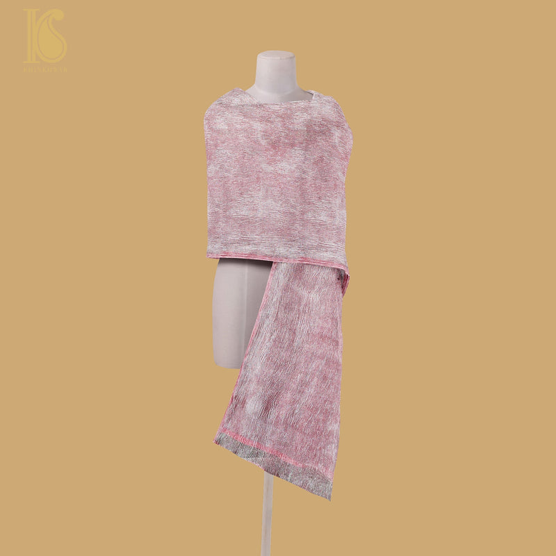 Charm Pink Wrinkle Pure Tissue Silk Dupatta - Khinkhwab
